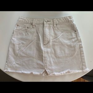 BDG Cream Colored Mini Jean Skirt